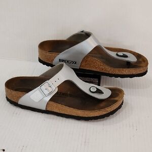 Birkenstock Metallic Silver and Brown Women's Sandals Size 7